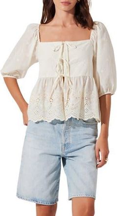 ASTR the Label Ezmae Tie Front Top in Cream at Nordstrom Rack, Size X-Small