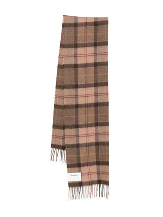 Barbour tartan fringed scarf - women - Lambs Wool/Cashmere - One Size - Brown