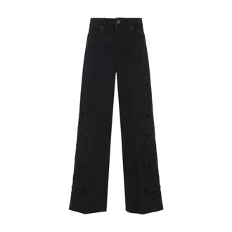 Farm Rio FARM Rio - Pantalones Vaqueros Anchos Bordados - Jeans - Mujer - Negro - W27