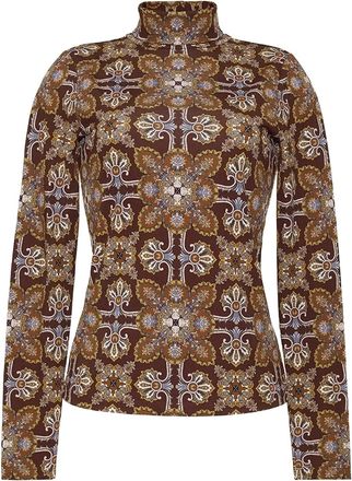 Cara Cara printed mock-neck top - Brown