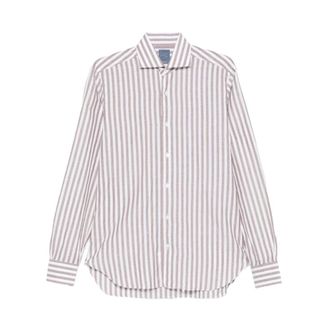 Barba Casual Shirts, male, Beige, Size: 4XL Striped Long-Sleeve Shirt