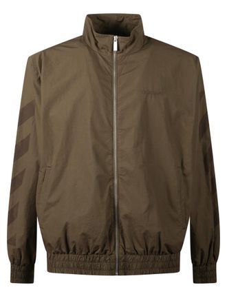 Off-white Brown Bomber Zip-up Jacket