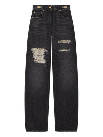 Versace Womens Metal Mesh Regular-Fit Jeans