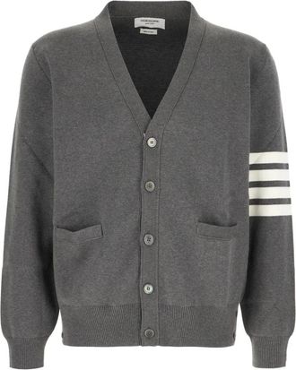 Thom Browne Stijlvolle Gebreide Collectie - Heren - Vesten - Grijs - L - Katoen - Truien & Vesten