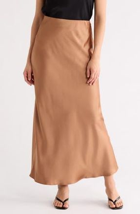 Renee C Satin A-Line Skirt in Caramel at Nordstrom Rack, Size X-Small