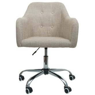 Hhg Silla De Oficina Hhg 123, Silla Giratoria Silla De Escritorio Silla De Ordenador Silla De Oficina, Con Reposabrazos, Tela/textil Crema