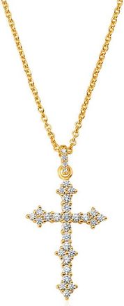 Crislu Pavé Cluster Cubic Zirconia Cross Pendant Necklace in 18Kyg/Clear Stone at Nordstrom, Size 16