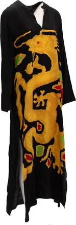Valentino Garavani Dragon Embroidery Gown Dress in Black and Womens Yellow