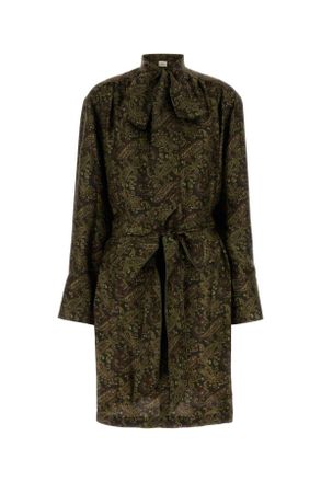 Saint Laurent Geprinte Zijden Jurk