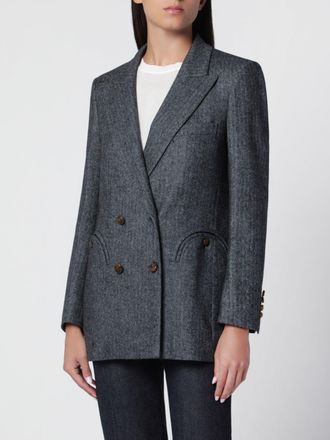 Blaz&eacute; Milano Blazer nero doppiopetto con rever a lancia in misto lana