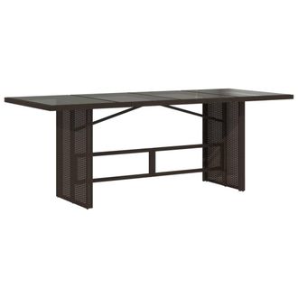Berkfield Home Garden Table with Glass Top Brown 190x80x74 cm Poly Rattan | Size: 190 x 80 x 74 cm