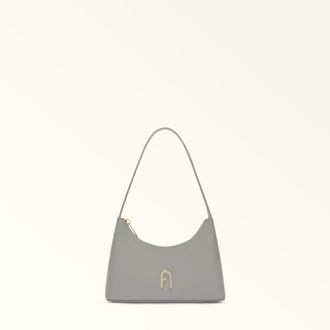 Furla Diamante Borsa A Spalla Cenere Grigio Pelle Di Vitello Morbida Donna