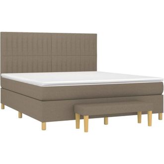vidaXL Vidaxl - Cama Box Spring Con Colch&oacute;n Tela Gris Taupe 160x200 Cm