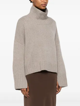 Soft Goat Ribbed Knit Sweater - Beige