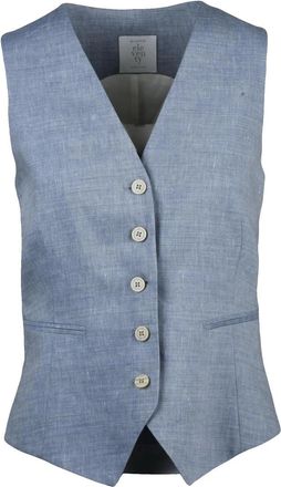 Eleventy Light Blue Linen Wool Vest
