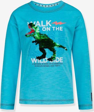 Salt And Pepper Jungen Dino-Shirt mit Wende-Pailletten SALT AND PEPPER azurblau