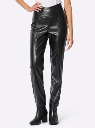 Cr&eacute;ation L Lederimitathose CREATION L, Damen, Gr. 38, Normalgr&ouml;ssen, schwarz, 100% Polyester, unifarben, Hosen Lederimitathose