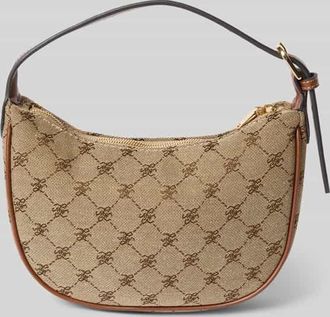 Mango Shoulder Bag mit Allover-Logo-Stitching Modell DENIZ in Mittelbraun, Gr&ouml;&szlig;e 1