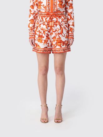 Dolce & Gabbana Pantaloncini in cotone con stampa Maioliche e vita alta