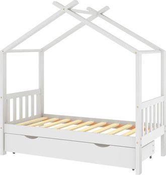 vidaXL Estructura Cama Ni&ntilde;os Con Caj&oacute;n Madera Pino Blanco 80x160 Cm Vidaxl