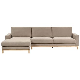 Beliani Beliani - Sof&aacute; Esquinero Elegante Patas De Madera Tapizado De Tela Gris Pardo Derecho Siggard
