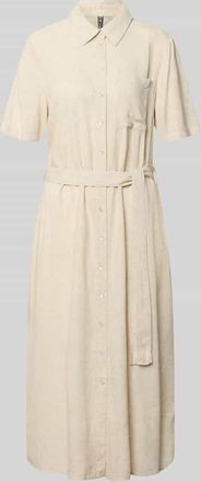 Pieces Figurumspielendes Freizeitkleid aus Viskose-Leinen-Mix Modell PIA in Beige, Gr&ouml;&szlig;e XL