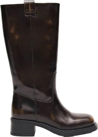 Alohas Mid-Calf Structured Boots in Aged Brown Leather