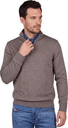 Tommy Hilfiger Half Zip bruin katoen lange mouw