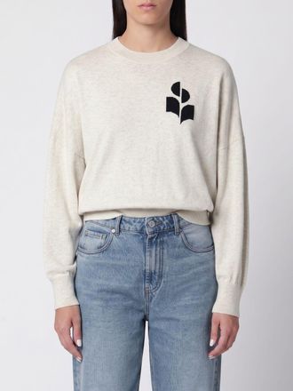 Isabel Marant Maglia girocollo in cotone e lana con logo jacquard