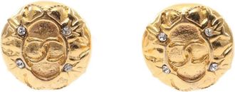 Chanel Orecchini a clip con strass Coco Mark 1986-1988 - Oro