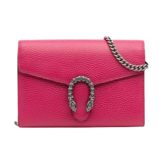 Gucci Pre-owned Leren Portemonnee met Ketting - Dames - Pre-owned - Roze - Maat: ONE Size Leer