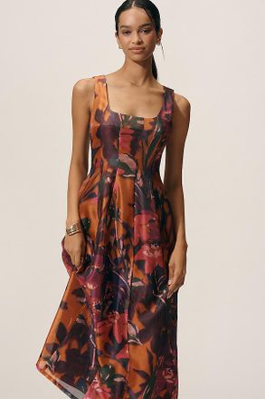 Avec Les Filles Sweetheart A-Line Midi Dress