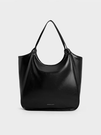 Charles & Keith Sianna Crinkle-Effect Slouchy Tote Bag