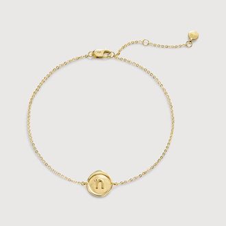 Monica Vinader Gold Mini Initial N Stamp Chain Bracelet