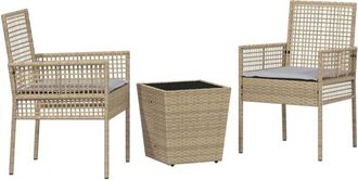 vidaXL Juego Bistro De Jard&iacute;n 3 Pcs Beige Polirat&aacute;n Vidaxl