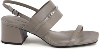 Calvin Klein Womens Chesa Sandals Midblock Heel - Grey Leather - Size EU 40