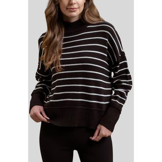 Blu Pepper Stripe Mock Neck Sweater in Black at Nordstrom Rack, Size Small