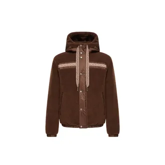 Moncler Moncler Geometric Trim Teddy Zip-up Hoodie, Men, Brown, Size: M