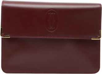 Cartier Must Bordeaux Wine Red Leather Clutch Bag (Pre-Owned)