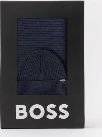 HUGO BOSS Mens BOSS Orange Uboldi Scarf & Beanie Set - Dark Blue 404 - Navy - Size: ONE size