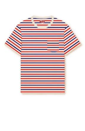 Fortela Yakut Ribbed Motif T-Shirt in Red/blue Stripes at Nordstrom, Size Medium