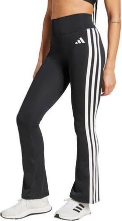 adidas Optime Essentials AEROREADY 3-Stripes Climacool Flared Leggings in Black/white at Nordstrom Rack, Size X-Small