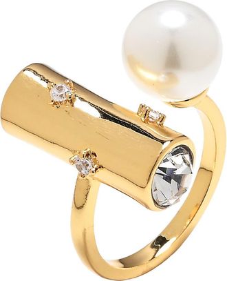 Eye Candy Los Angeles Rona Faux Pearl & Crystal Statement Ring in Gold at Nordstrom Rack