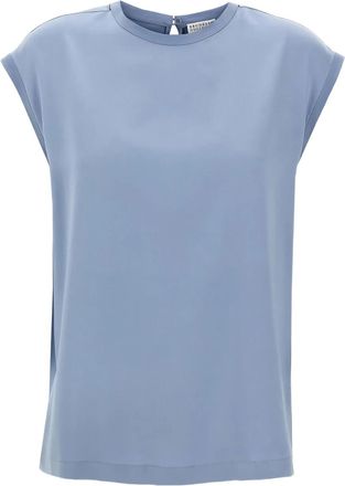 Brunello Cucinelli T-shirt in seta - Blu