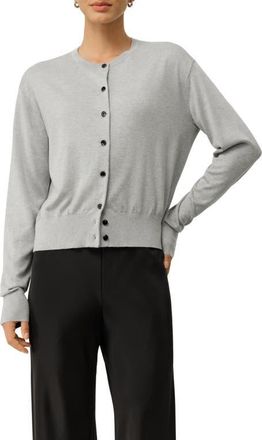 LilySilk Round-Neck Silk Cashmere Cardigan in Foggy at Nordstrom, Size X-Small