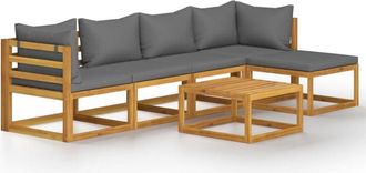vidaXL Juego De Muebles Jard&iacute;n 6 Pzas Con Cojines Madera Maciza Acacia Vidaxl
