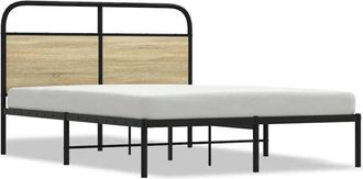 vidaXL Vidaxl - Bed Frame Without Mattress 135x190 cm Double Sonoma Oak Engineered Wood