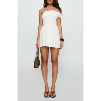 Princess Polly Fruitful Smocked Off the Shoulder Organic Cotton Minidress in White at Nordstrom, Size 10