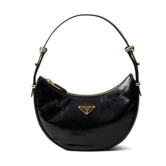 Prada Tassen, Dames, Zwart, ONE Size, Leer, Zwarte Patentleren Schoudertas