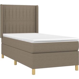 vidaXL Vidaxl - Cama Box Spring Con Colch&oacute;n Tela Gris Taupe 100x200 Cm